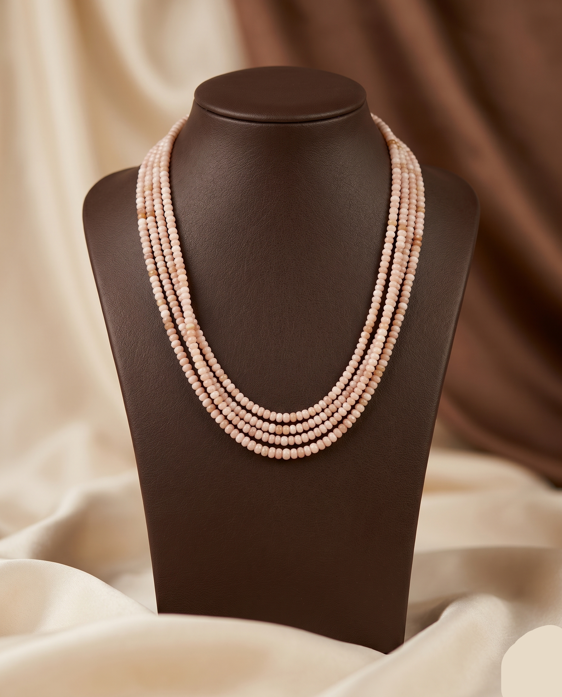 Blush Twist � Multi-Strand Light Bead Stone Necklace