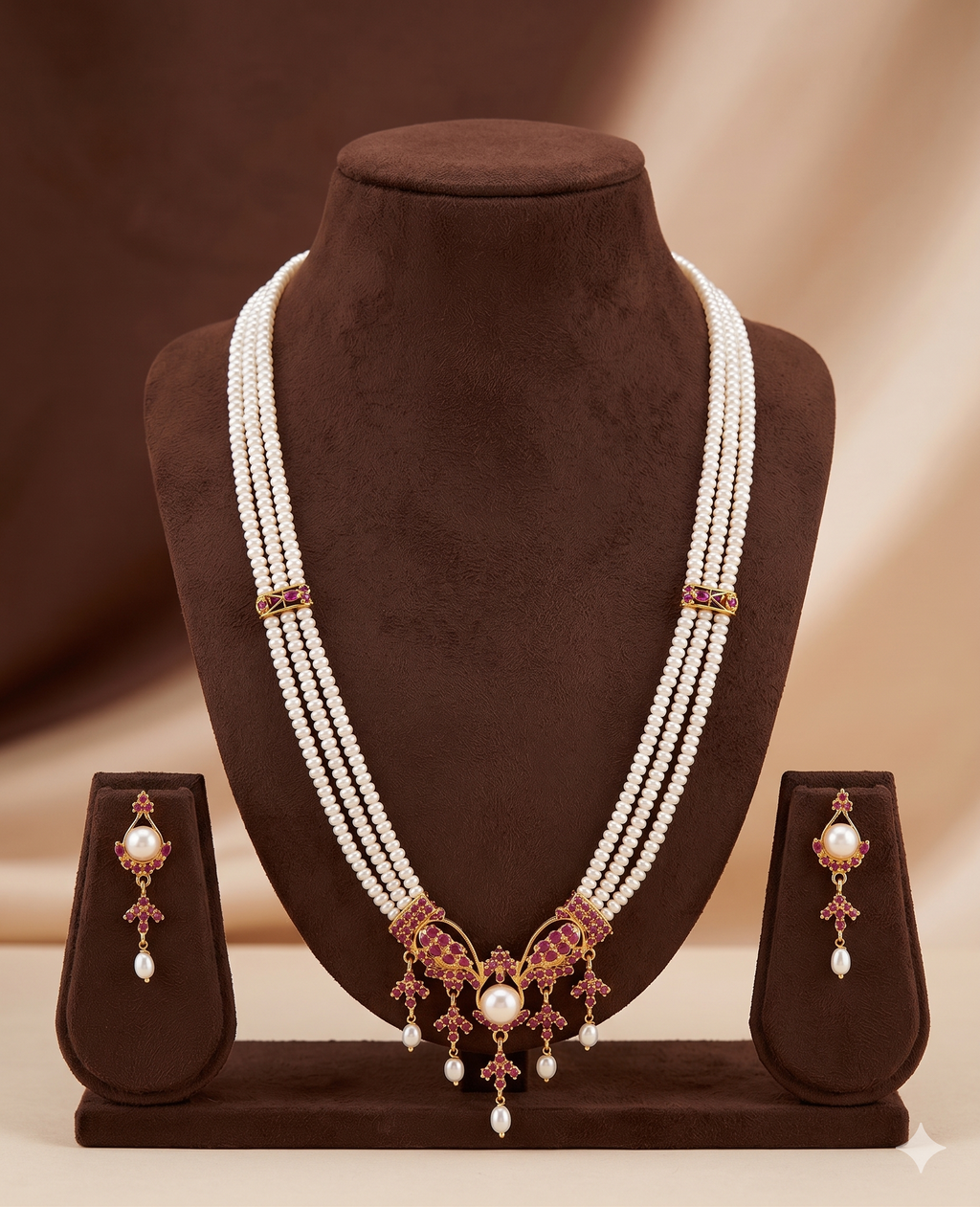 Three Line Freshwater Pearl Pendant Set