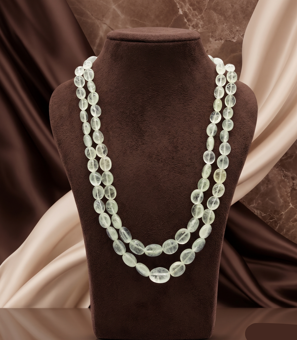 Moonlit Dew Double-Strand Oval Bead Necklace