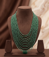 Emerald Royalty  Cascading Multi-Strand Green Beaded Necklace