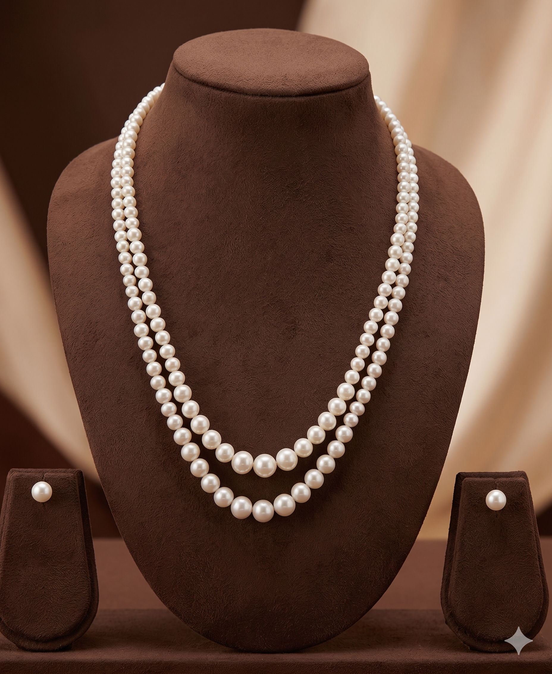 Double-Strand Freshwater Pearl Necklace Set