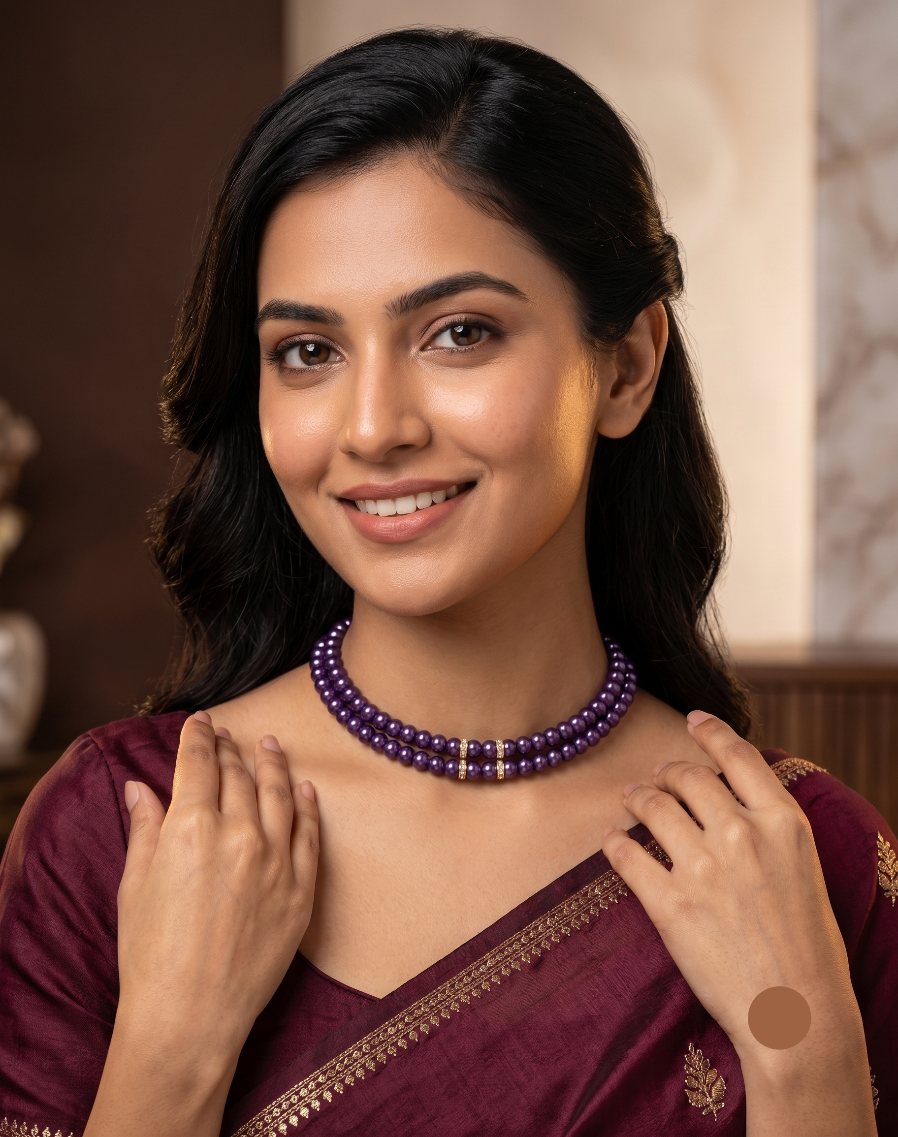 Royal Plum Freshwater Pearl 2 Line Choker