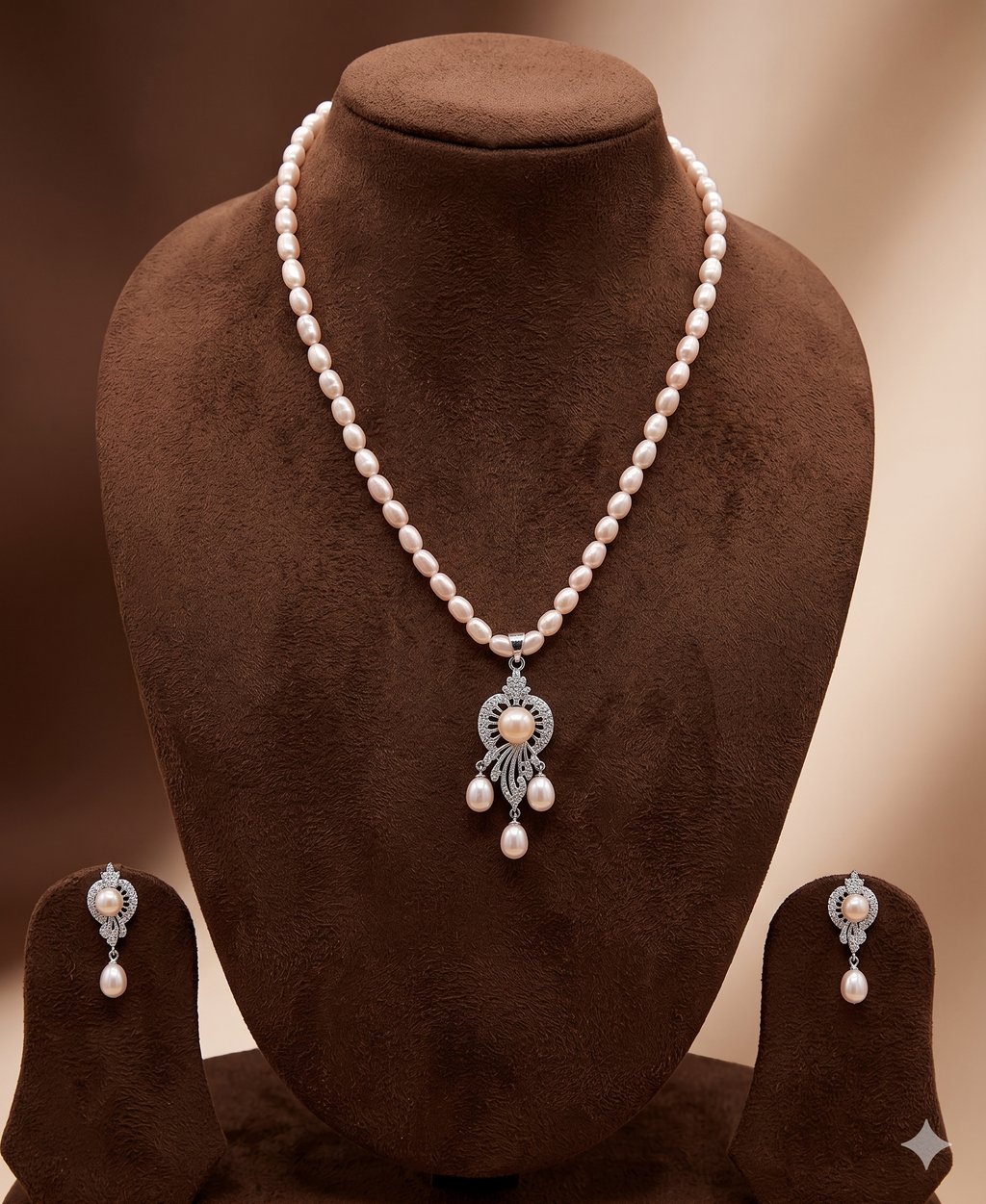 Light Pink Freshwater Pearl Drop Pendant Set