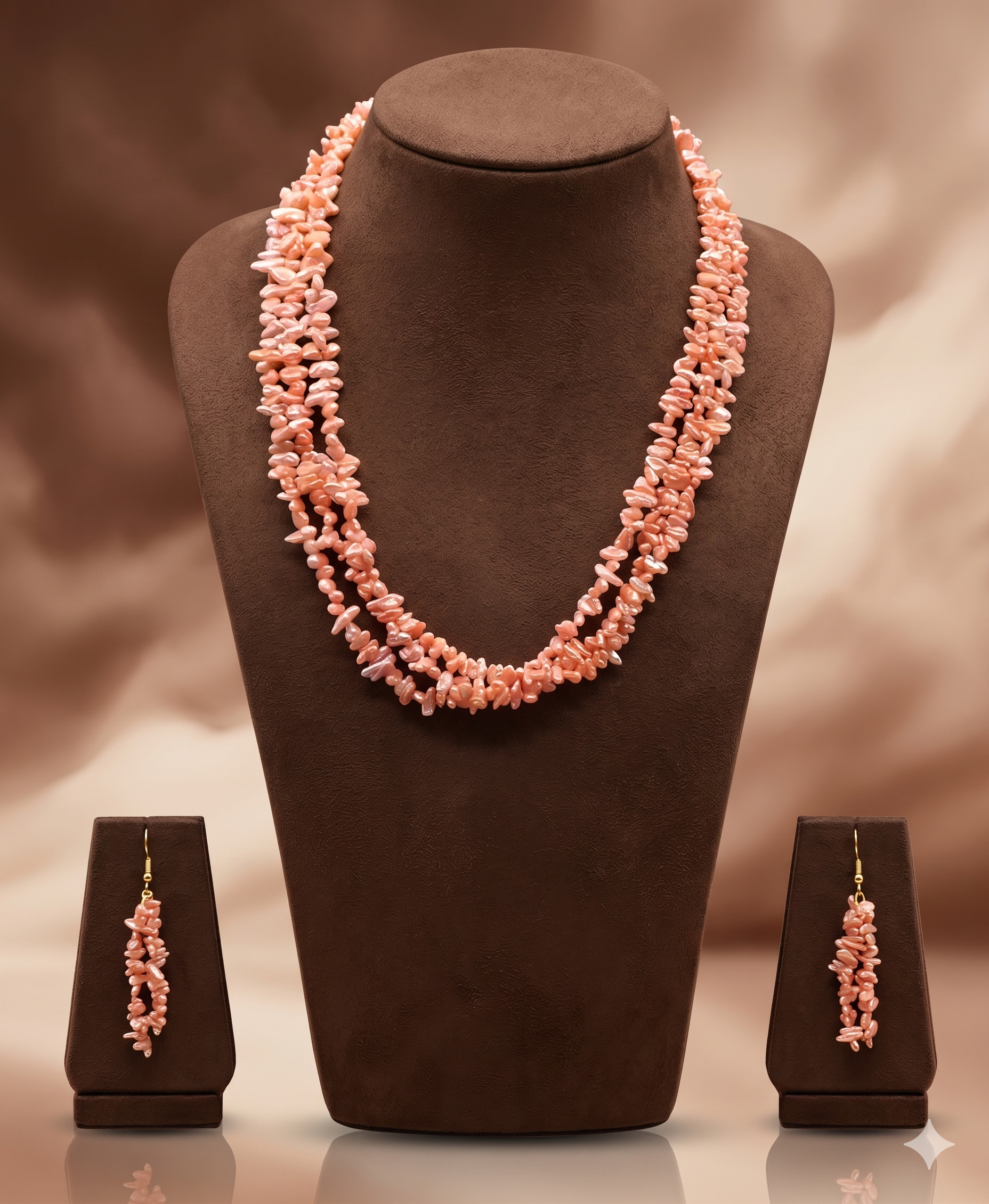 3 line rice pearls orange