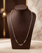 Freshwater Pearl Taar Mala with Color Bead Cluster