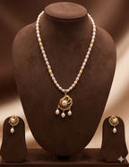 Blush Aura Elegance Freshwater Pearl one Line Pendant Set