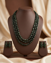 Classic Noir Oval Beaded Stone Necklace