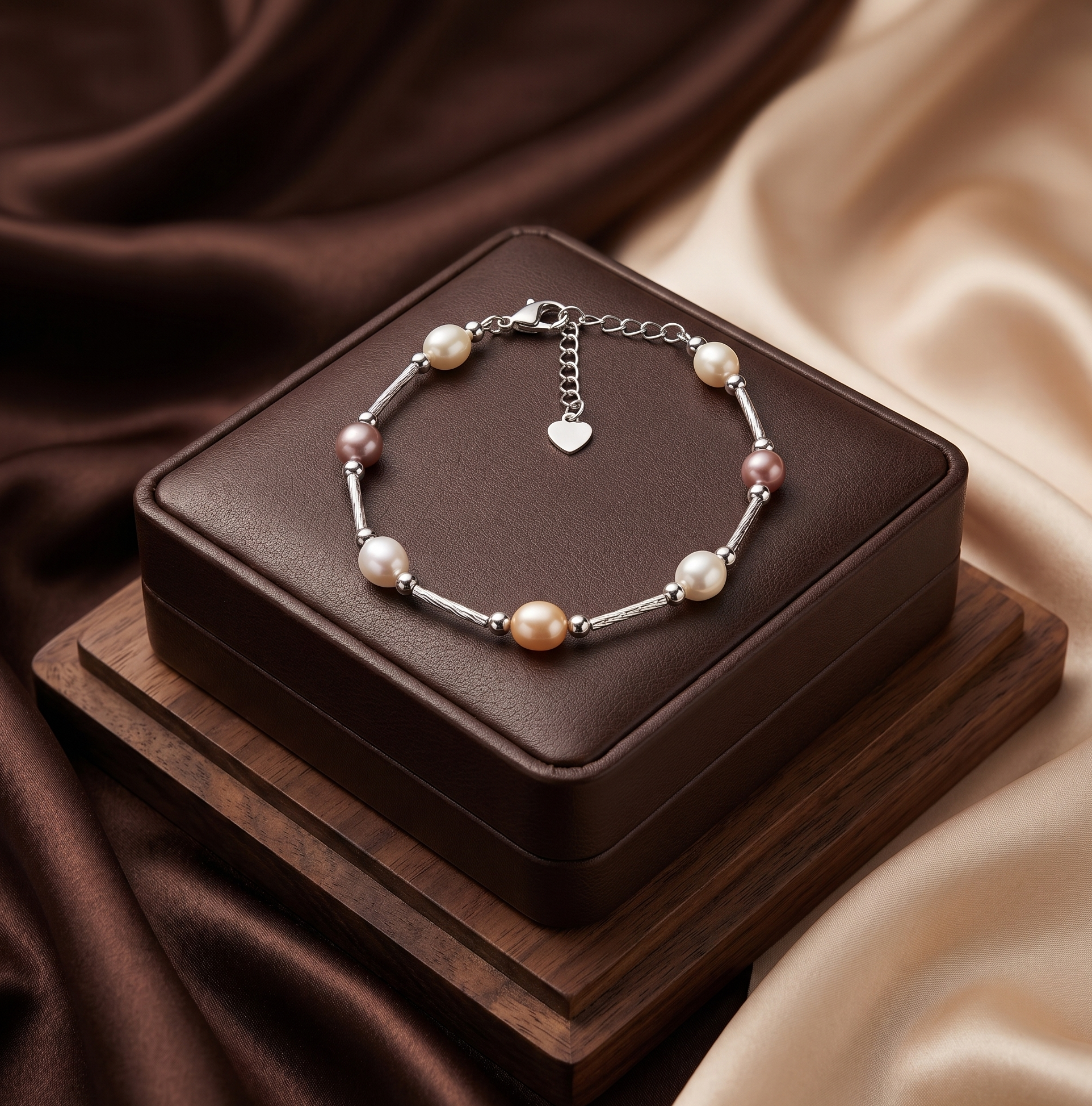 Pastel Pearl Station Chain Bracelet