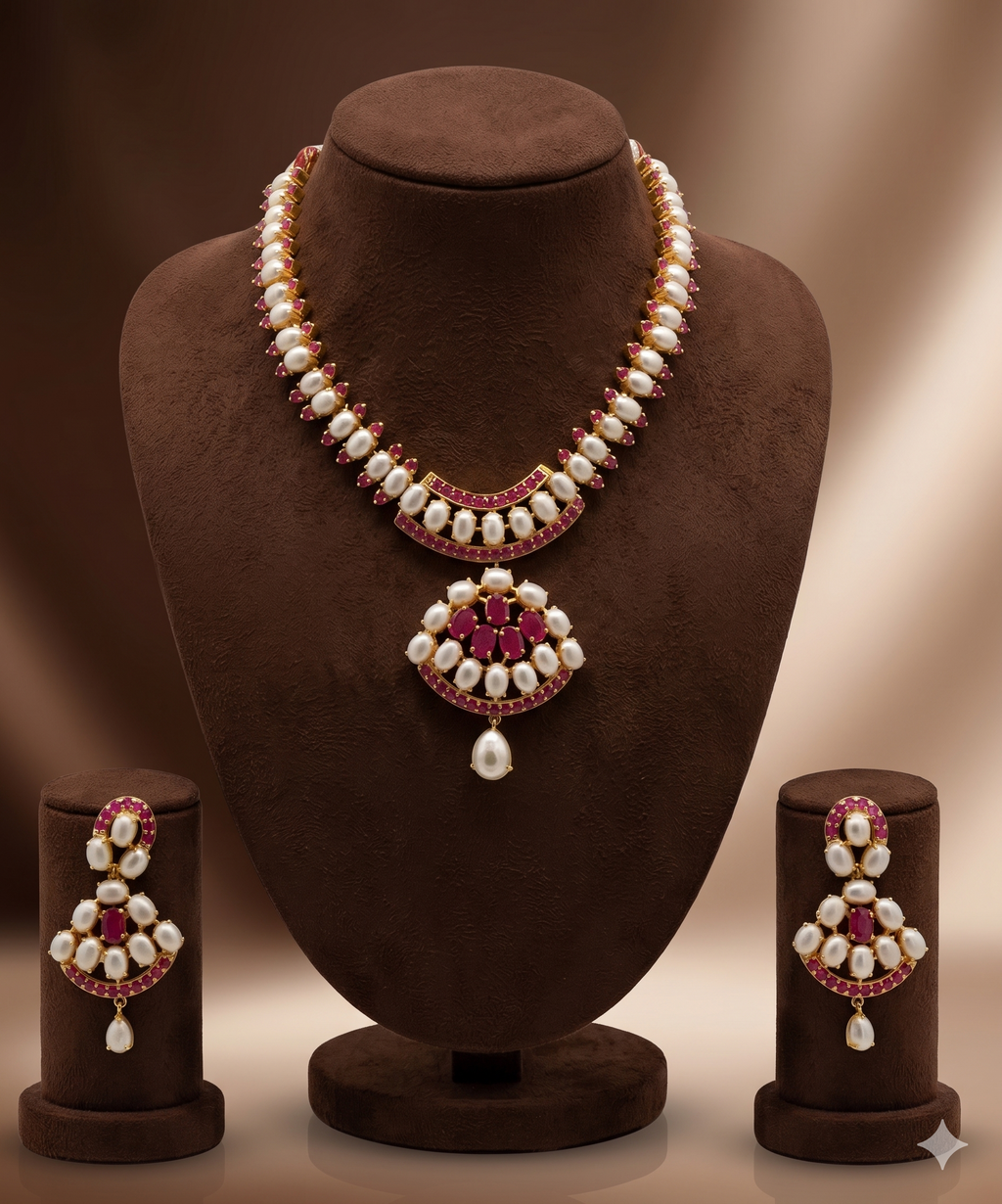 Fresh water pearl Necklace with pink stones
