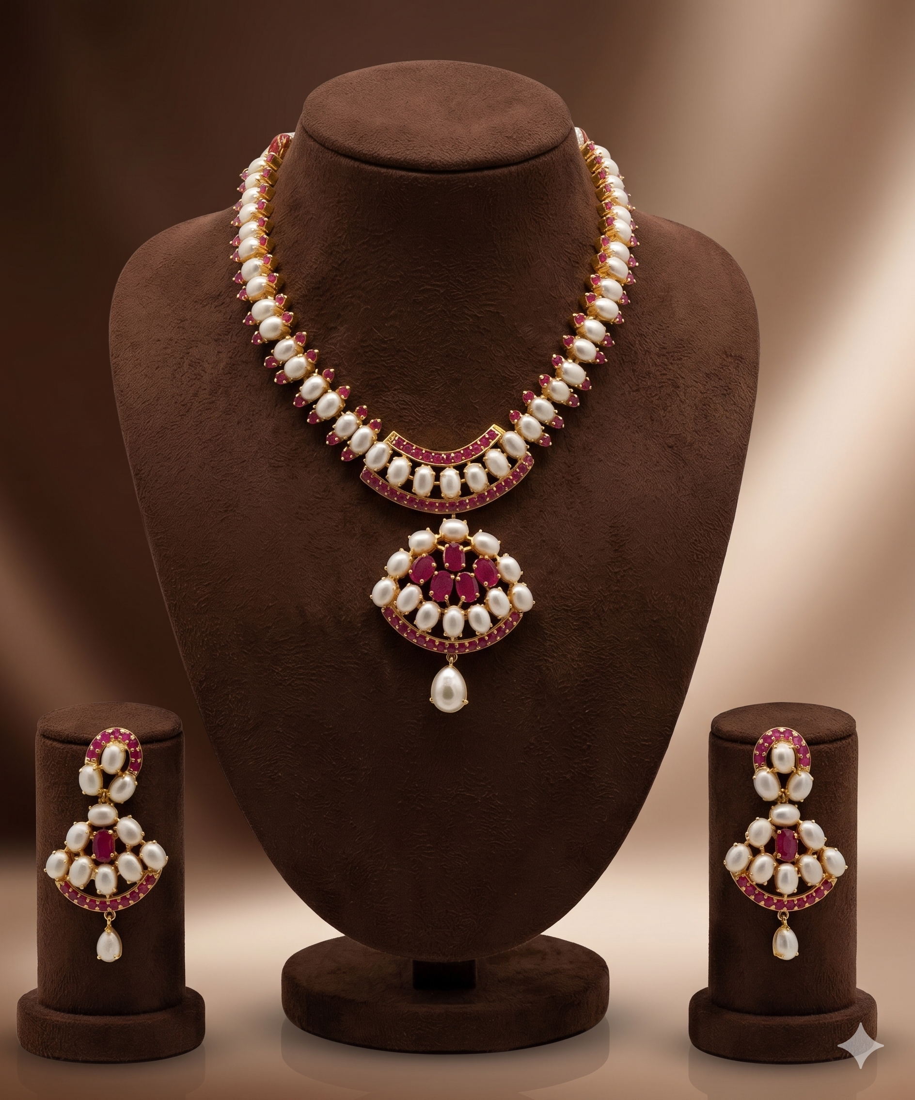 Fresh water pearl Necklace with pink stones