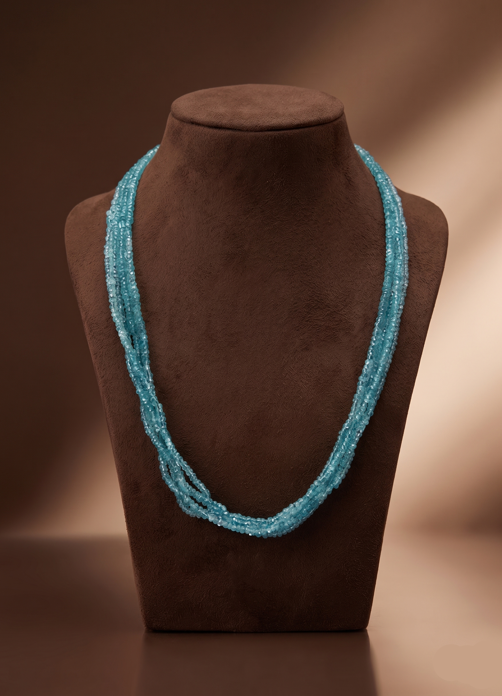 Teal Whisper -Twisted Teal Multi-Strand Stone Necklace