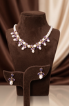 Royal Heritage Button Pearl Necklace with Amethyst-Purple Stone & Pearl Drops