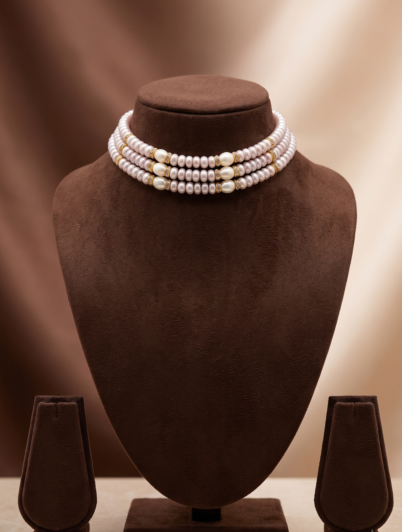 Blush Grace Freshwater Pearl 3 Line Choker