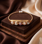 Multi-Shade Freshwater Pearl Gold Tone Wire Cuff Bracelet