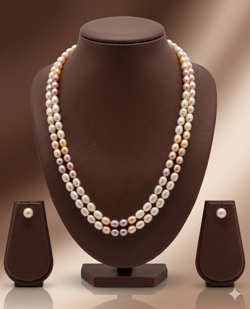 Two-Strand Freshwater Pearl Necklace & Earrings Set