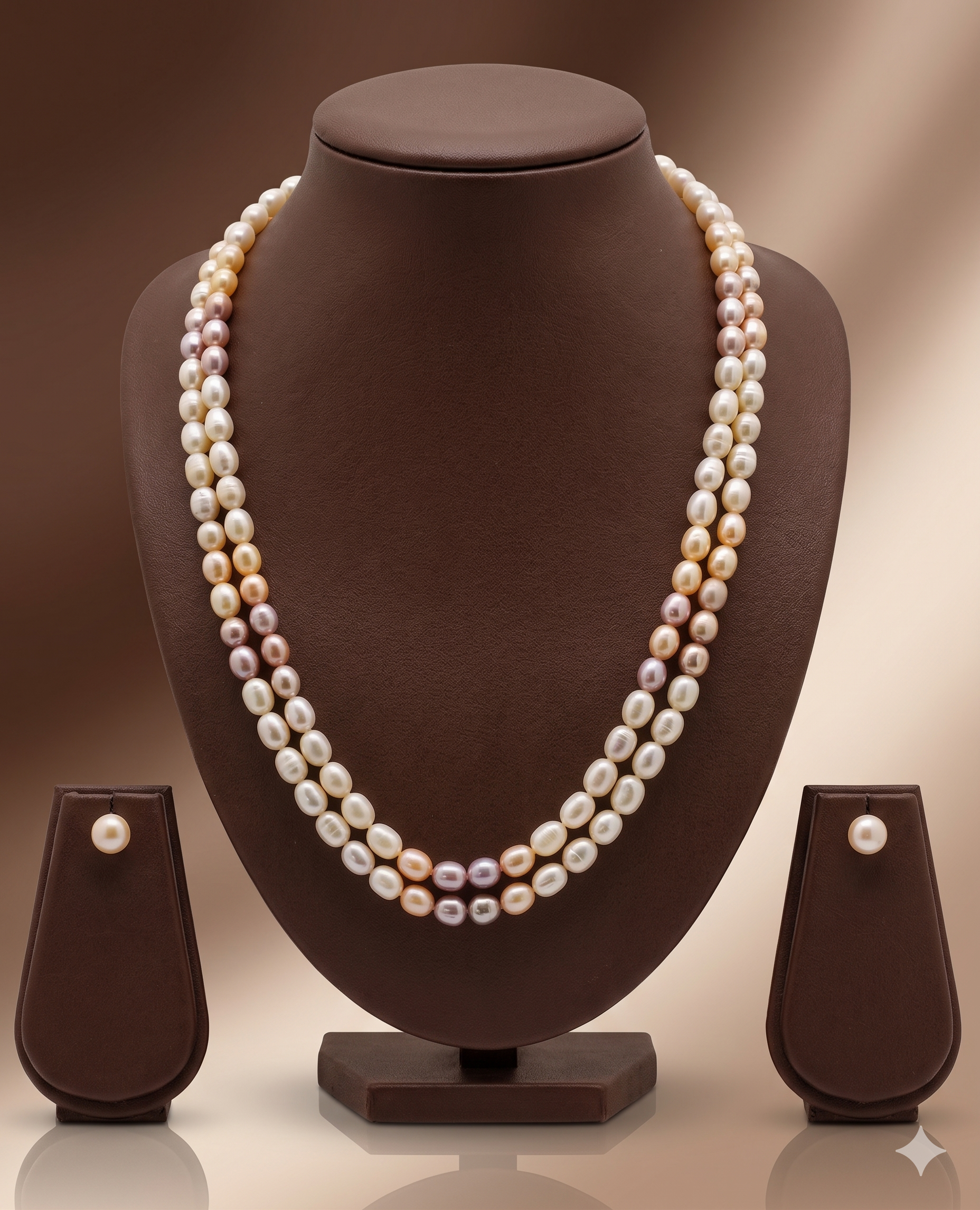 Two-Strand Freshwater Pearl Necklace & Earrings Set