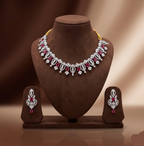 White Pink CZ Necklace Set