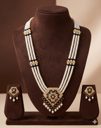 Blue Stone Freshwater Pearl Rani Haar Necklace Set