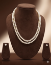 Two-Strand White Freshwater Pearl Necklace Earring Set