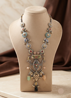 Silver Nakhra Moon Long Necklace