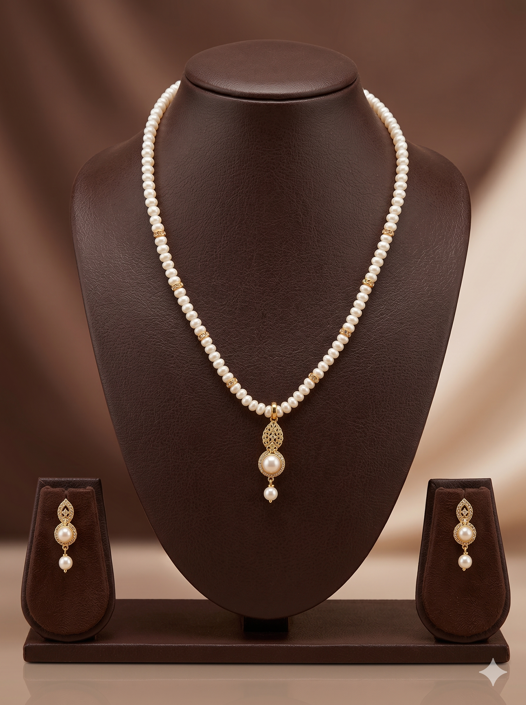 White Freshwater One Line Pearl Pendant Set