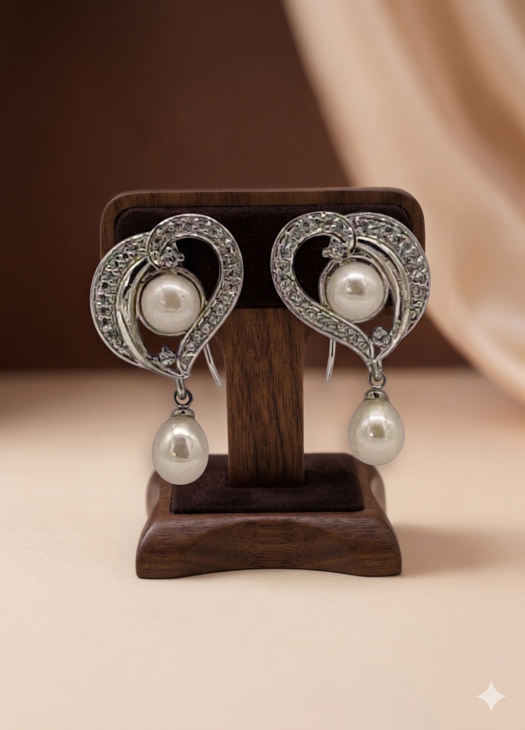 Delicate Heart Freshwater Pearl Earrings