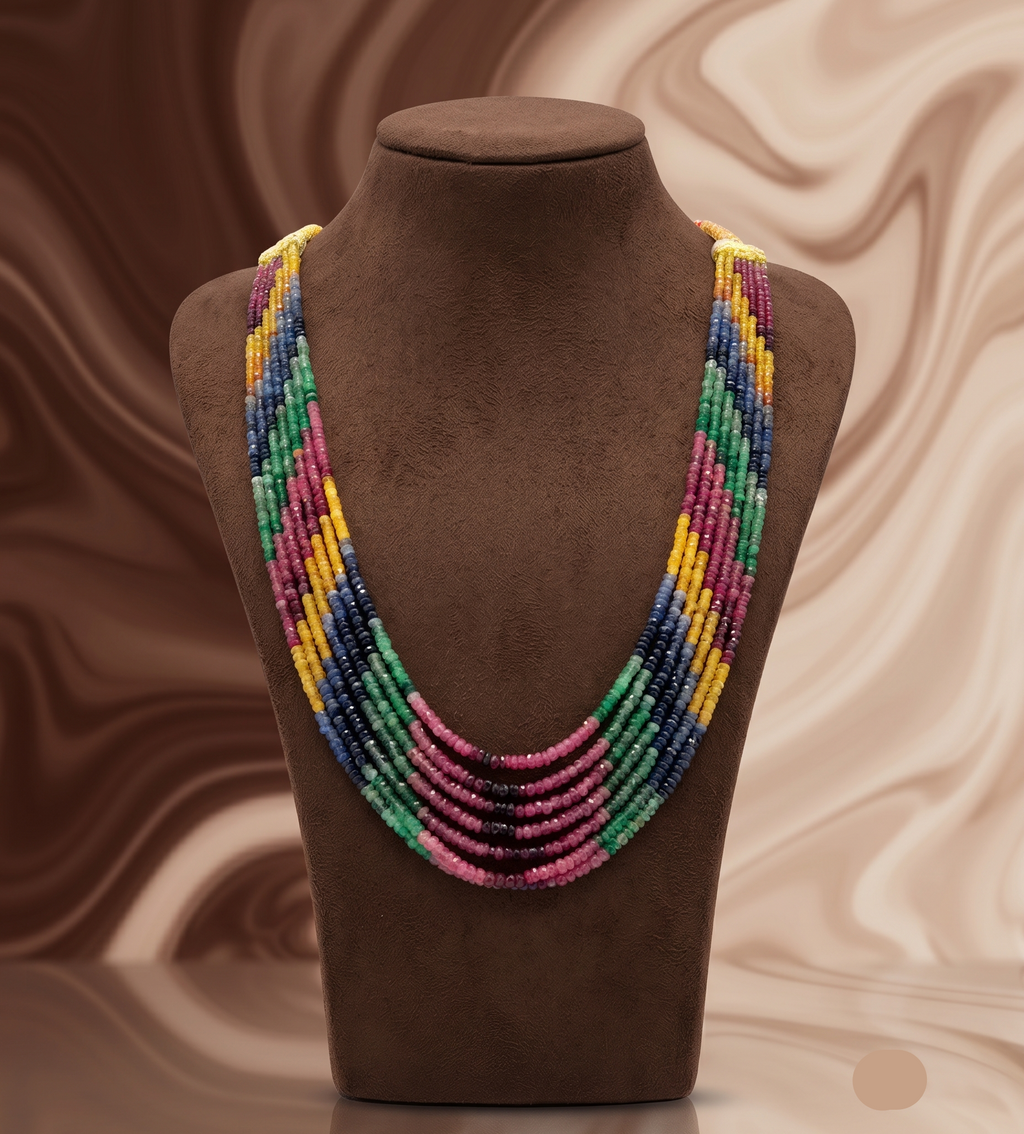 Rainbow Elegance  Gradient Multi-Strand Gemstone Necklace