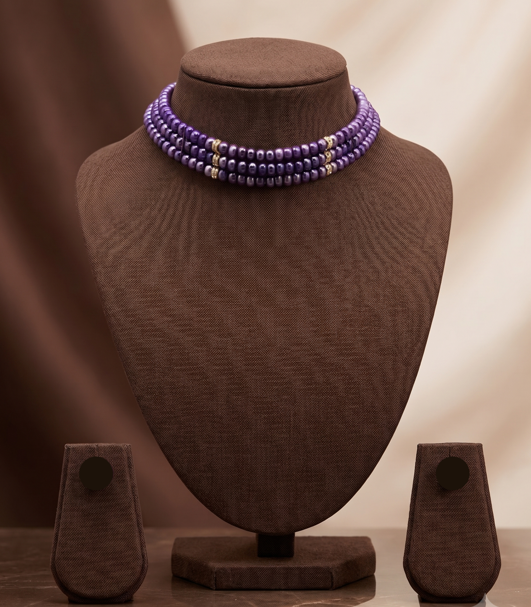 Royal Violet Freshwater Pearl 3 Line Choker