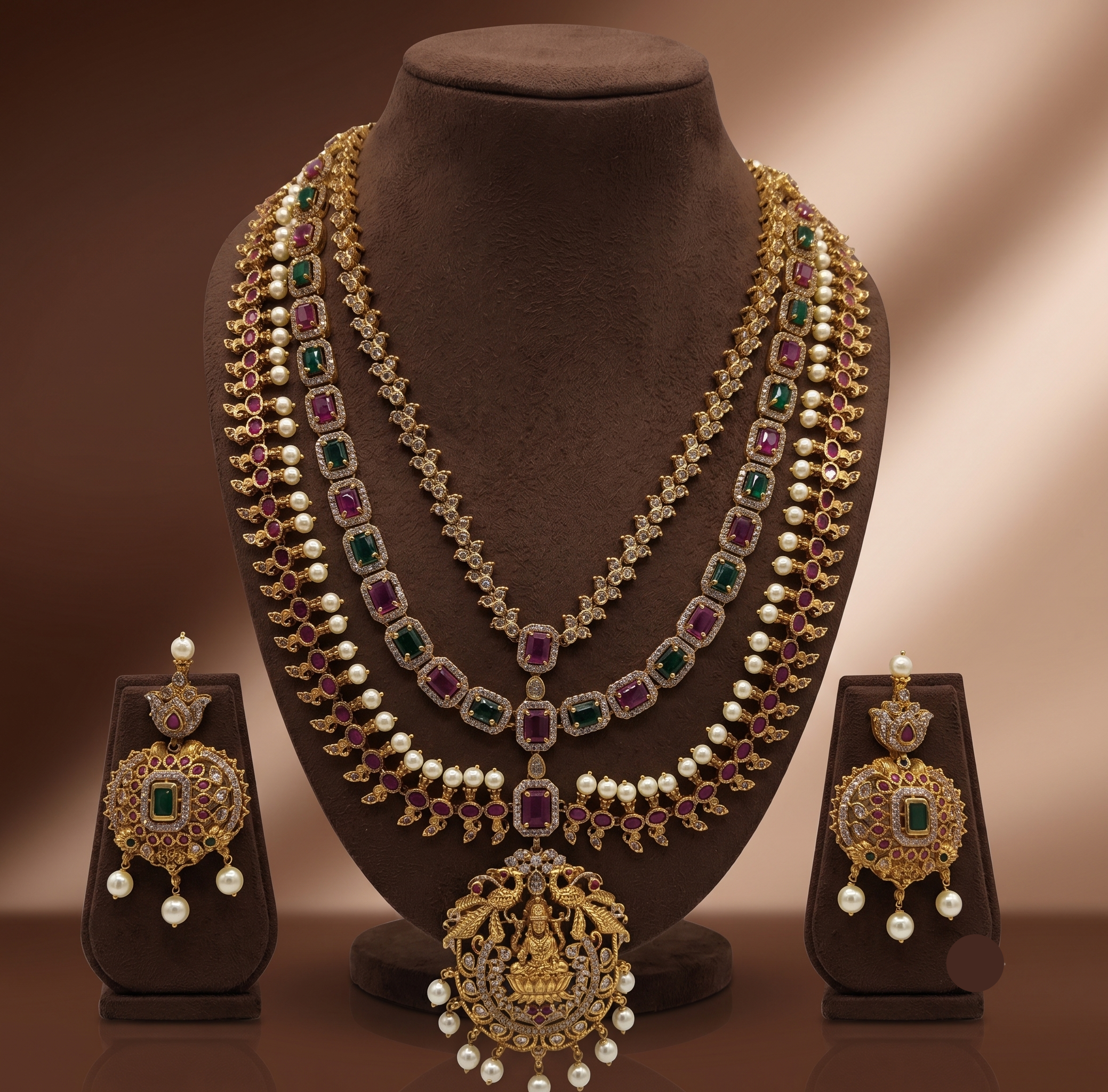 Triple Line Necklace Set