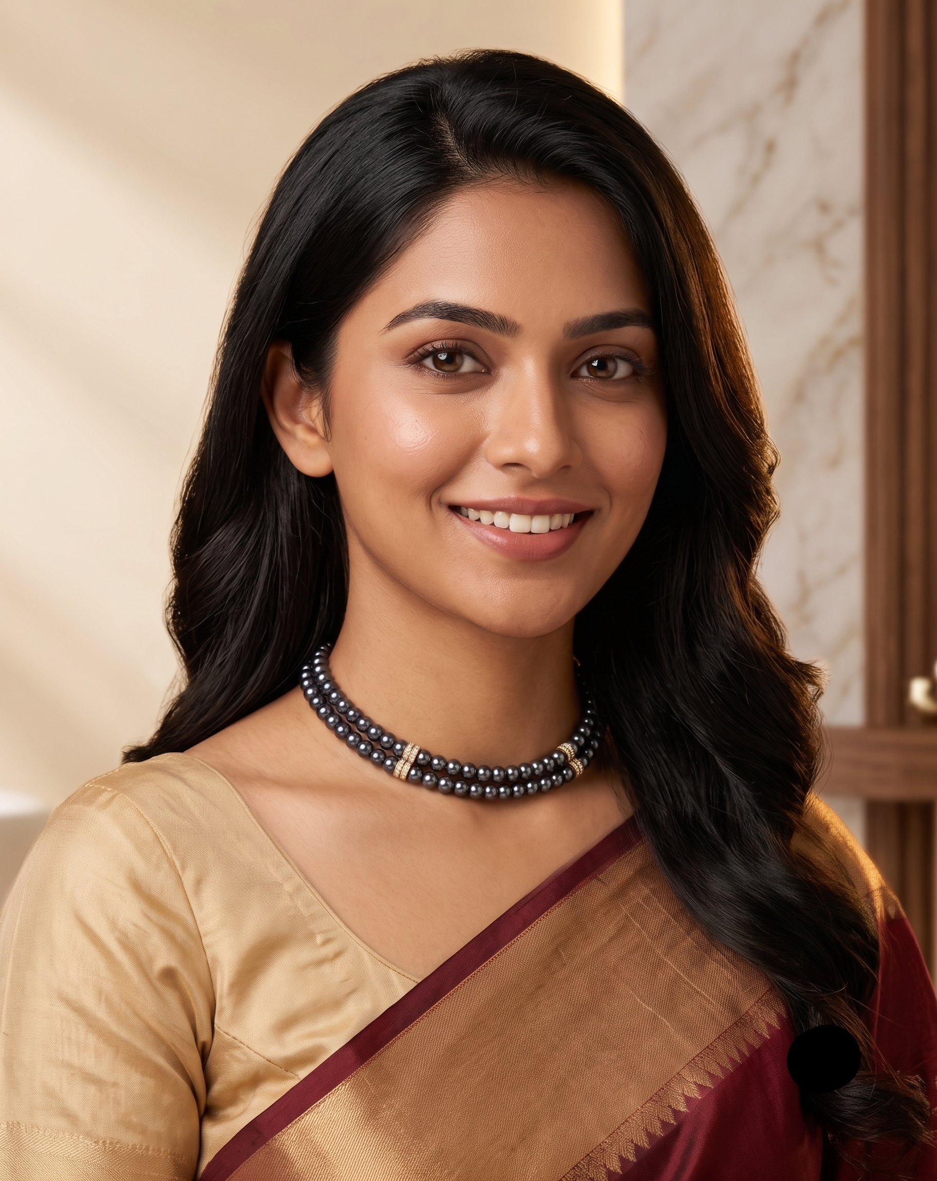 Midnight Elegance Freshwater Pearl 2 Line Choker