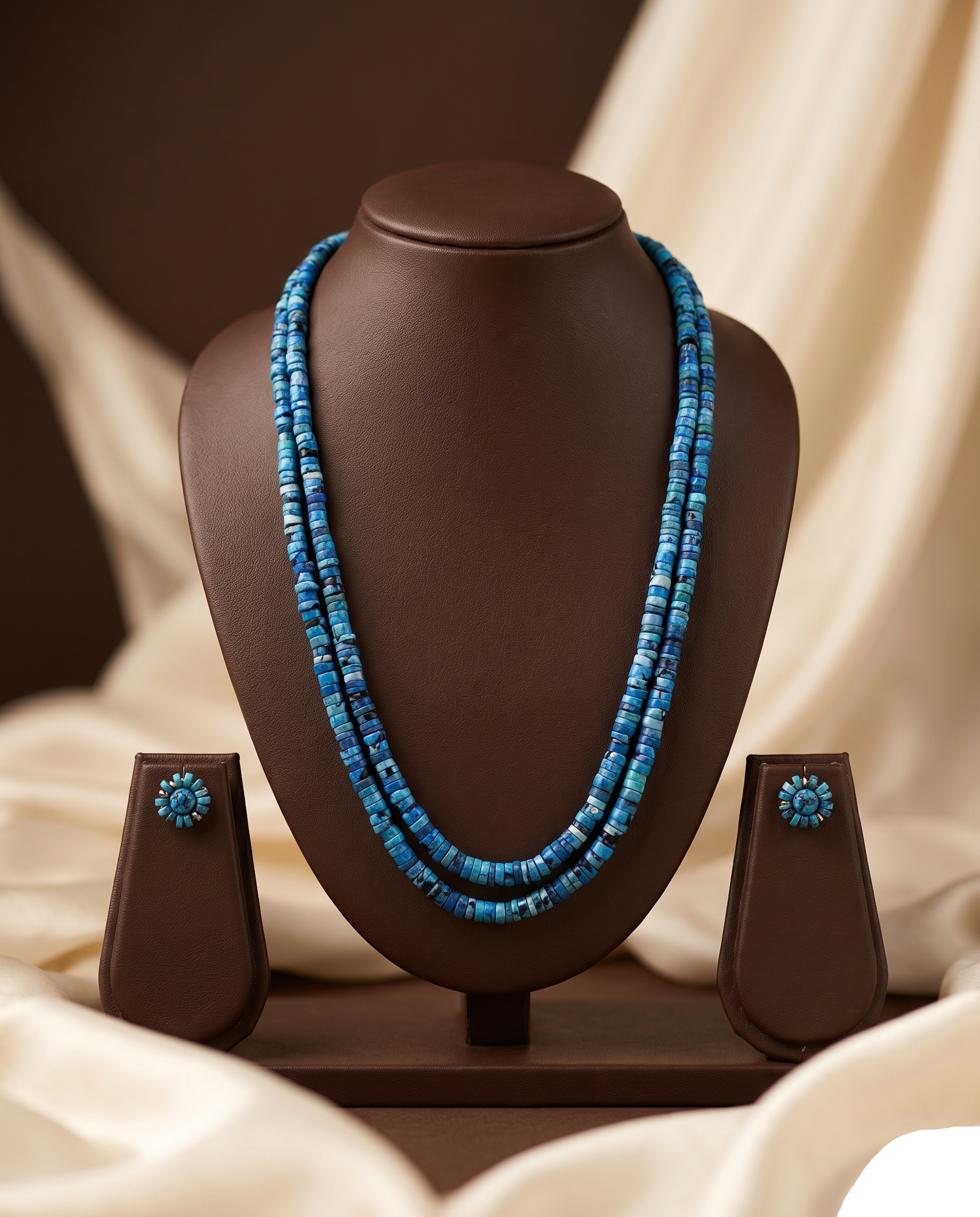 Azure Layers � Flat Blue Disc Beaded Stone Necklace