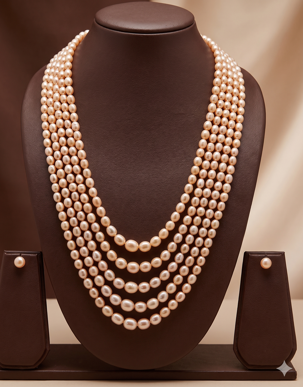 Peach Luxe Five-Strand Freshwater Pearl Necklace Set