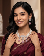 Blush Pink Teardrop Pearl Choker Set with Matching Earrings