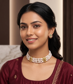 Royal Heritage 3-Line Pearl & Pink Gem Choker