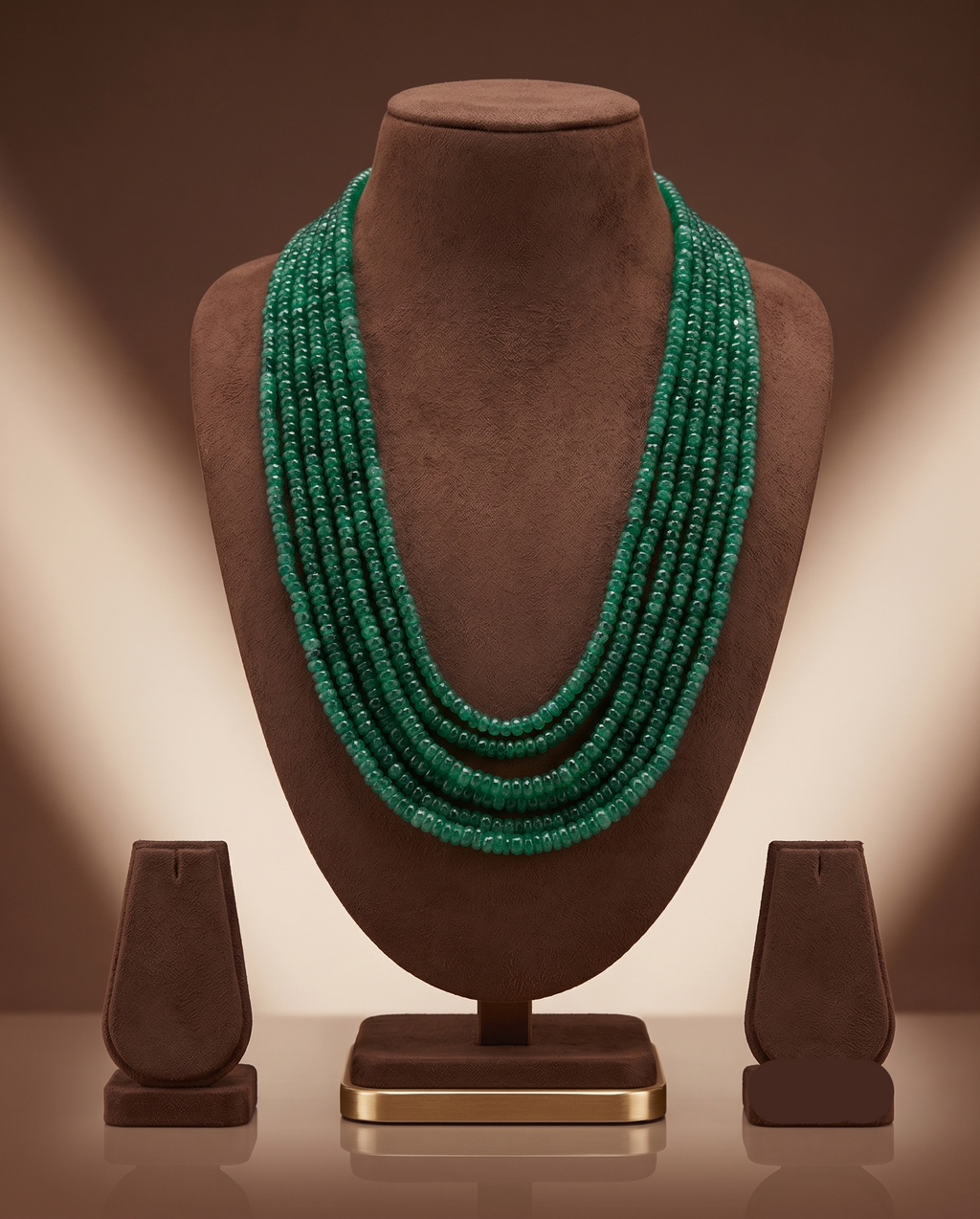 Cascade Canopy � Multi-Layered Uniform Green Bead Stone Necklace
