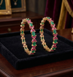Ruby-Emerald Leaf Harmony Bangles