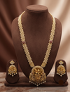 Lakshmi Temple Long Haram Necklace & Earrings Set