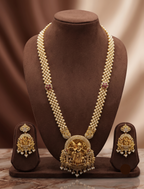 Lakshmi Temple Long Haram Necklace & Earrings Set