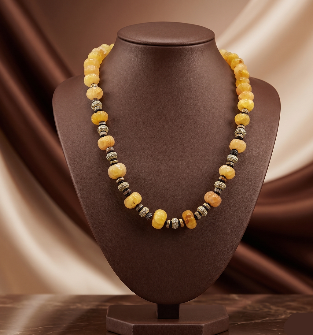 Amber Harmony Beaded Necklace