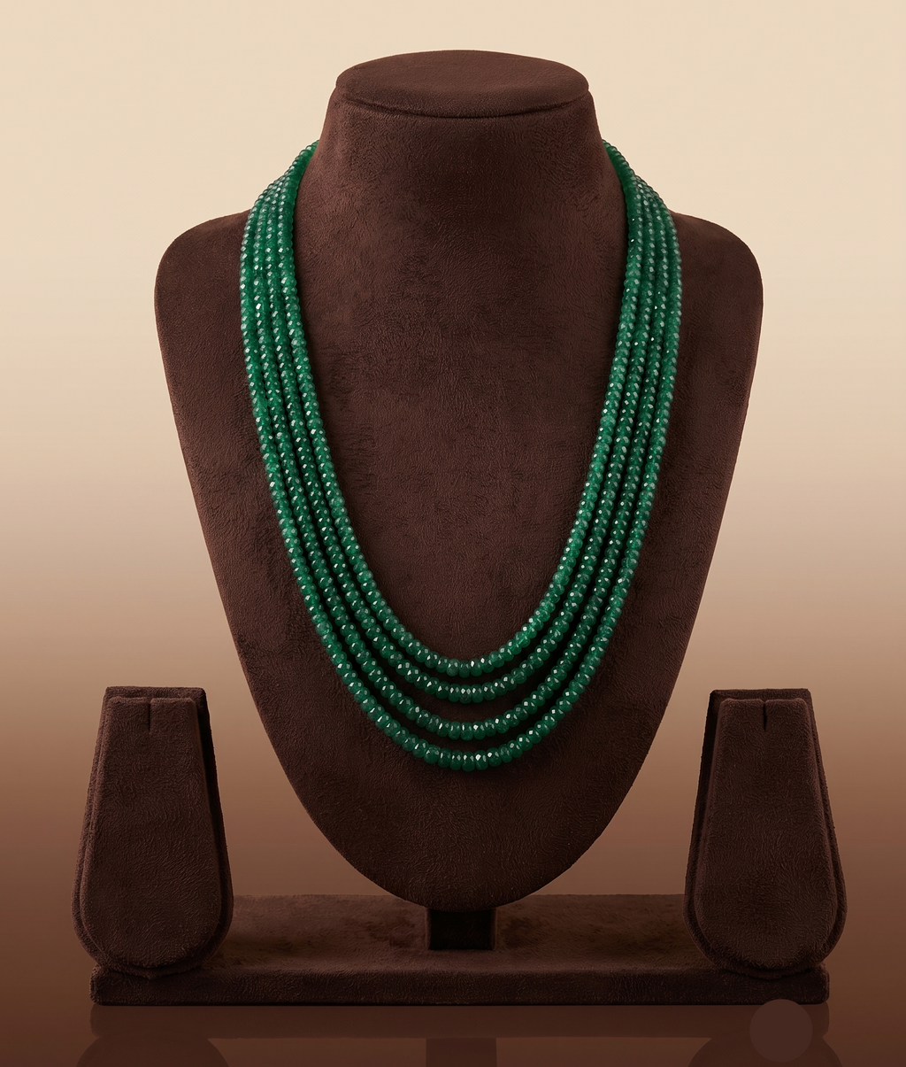 Green Beryl Veil Layered Faceted Bead Stone Necklace