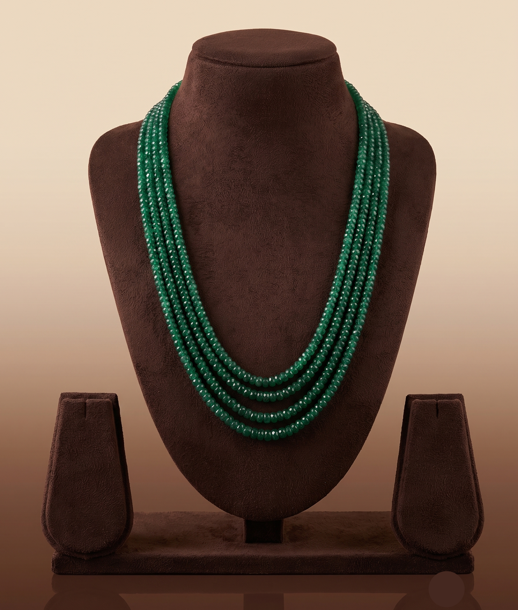 Emerald Veil  Layered Green Faceted Bead Stone Necklace