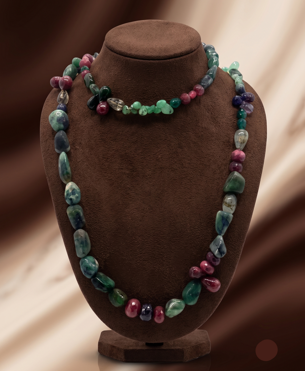 Garden Bloom � Multi-Strand Gemstone Necklace with Floral Accents Stone Necklace