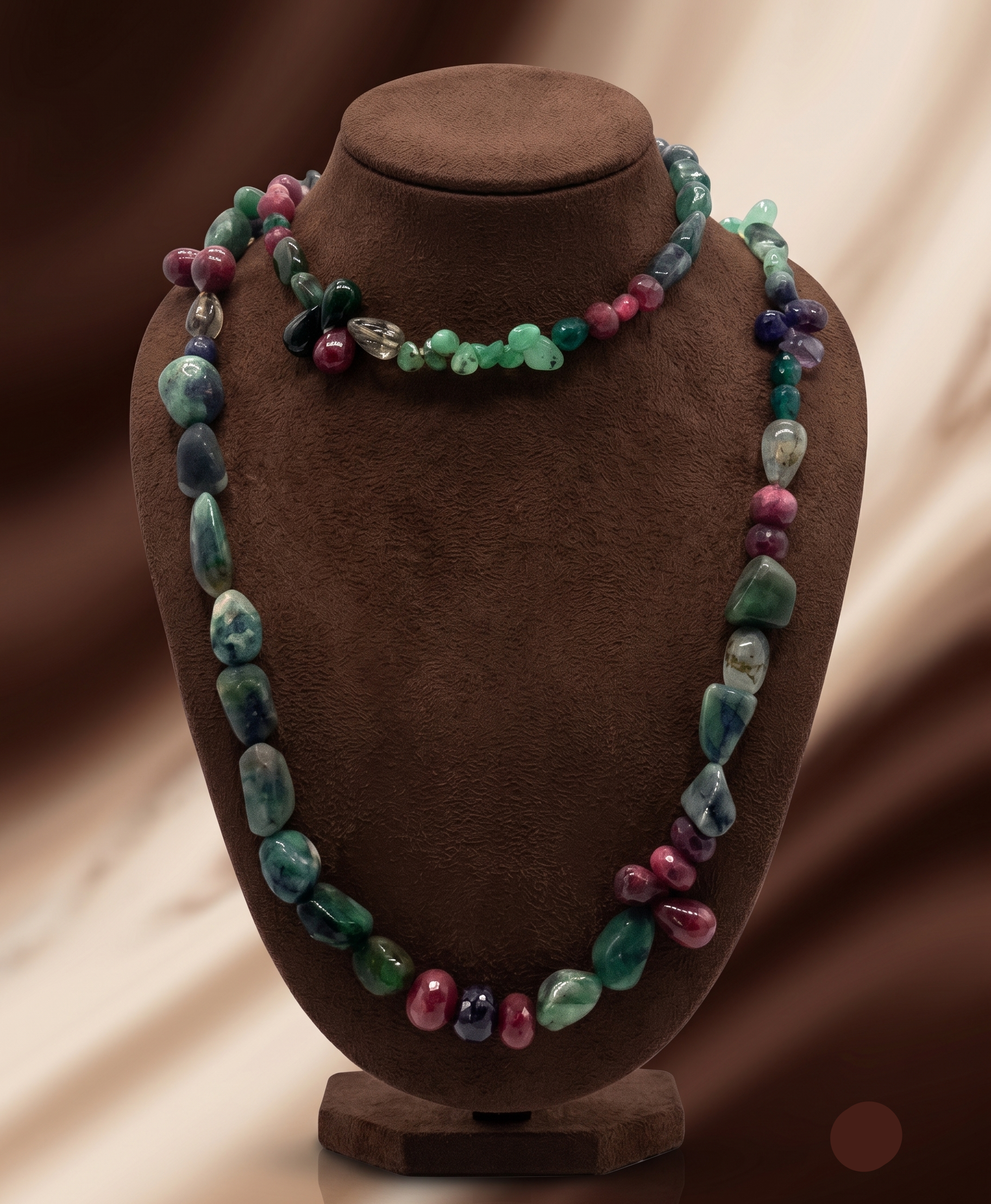 Garden Bloom � Multi-Strand Gemstone Necklace with Floral Accents Stone Necklace