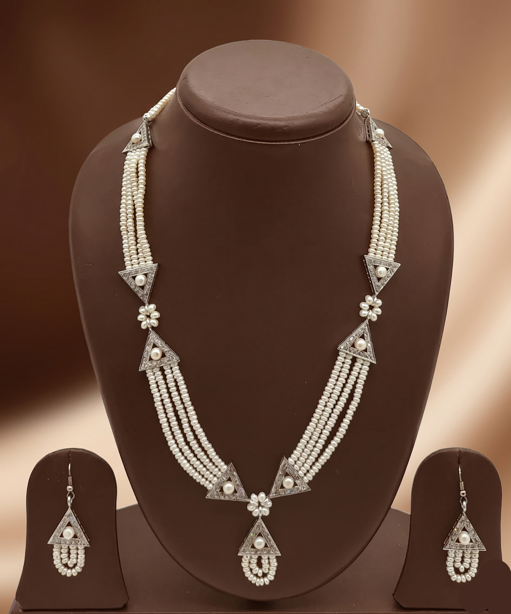 Triad Pearl Elegance 4 Line Freshwater Pearl Pendant Set
