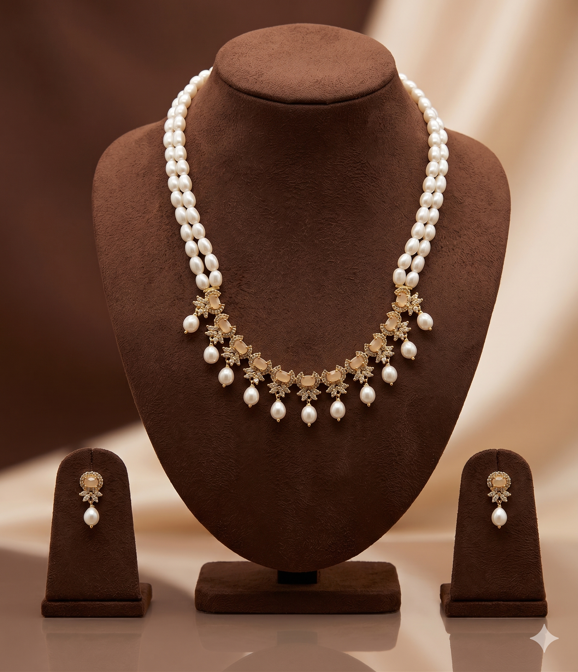 White Freshwater Pearl Pendant Necklace Set