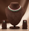 Handcrafted Natural pearl Necklace With pink and Green stones