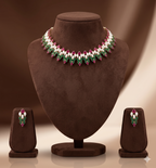 Handcrafted Natural pearl Necklace With pink and Green stones