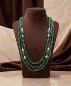 Regal Emerald & Pearl Multi-Strand Necklace