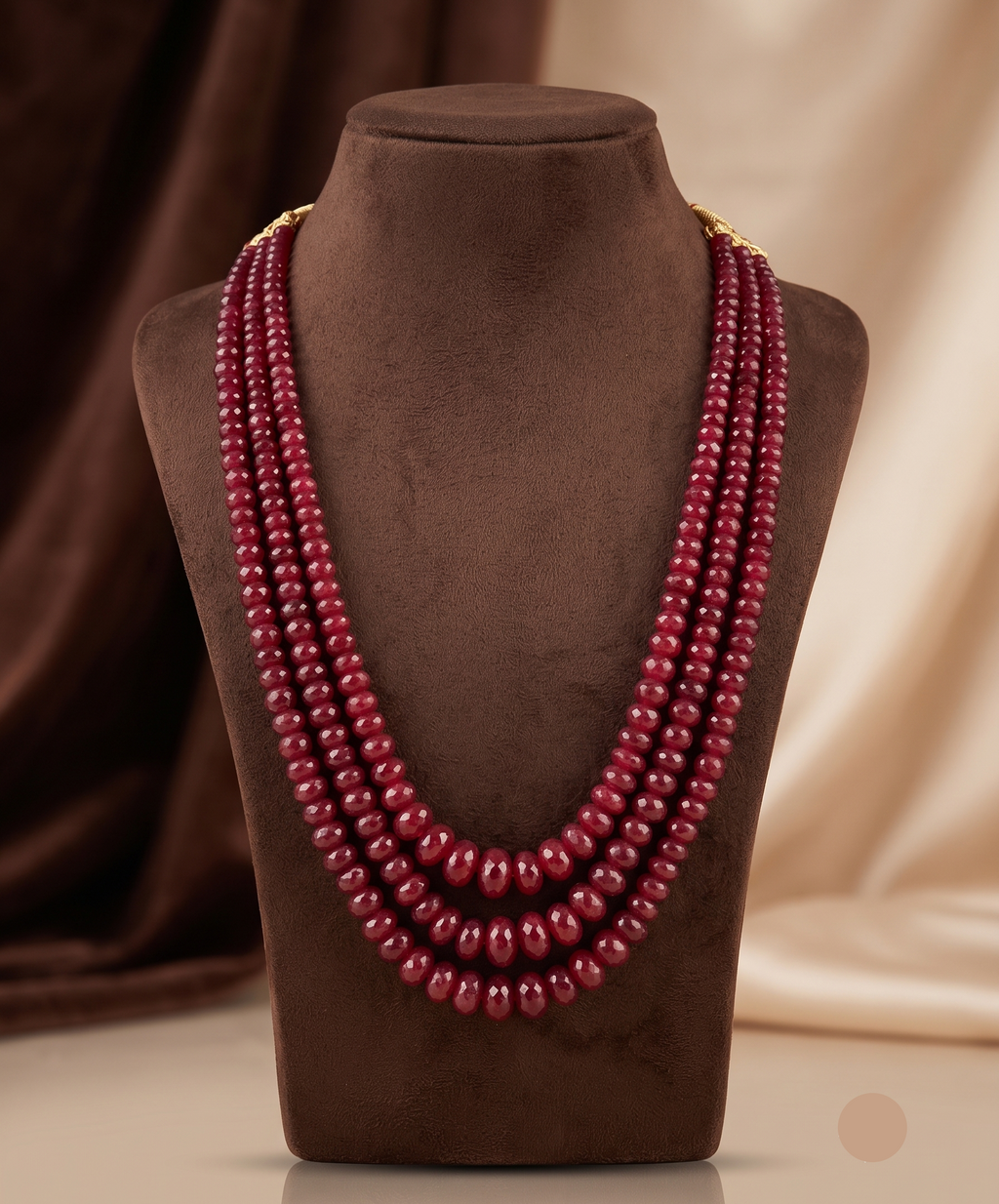 Crimson Majesty  Layered Ruby Beaded Necklace