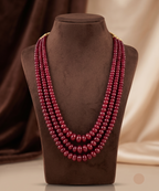 Crimson Majesty  Layered Ruby Beaded Necklace